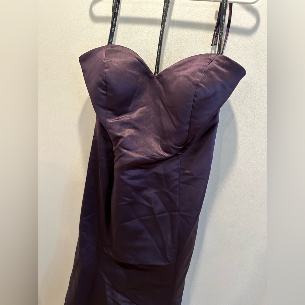 Bill Levkoff Charlotte Euro Satin Sweetheart Trumpet Mermaid Dress Euro Plum - Picture 4 of 8